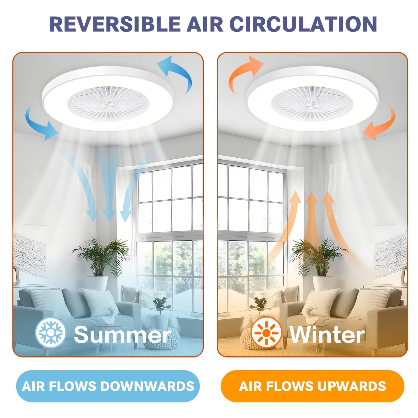 24" Bladeless LED Ceiling Fan – Black