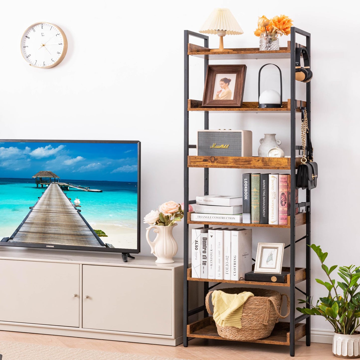 HCHQHS 6-Tier Bookcase