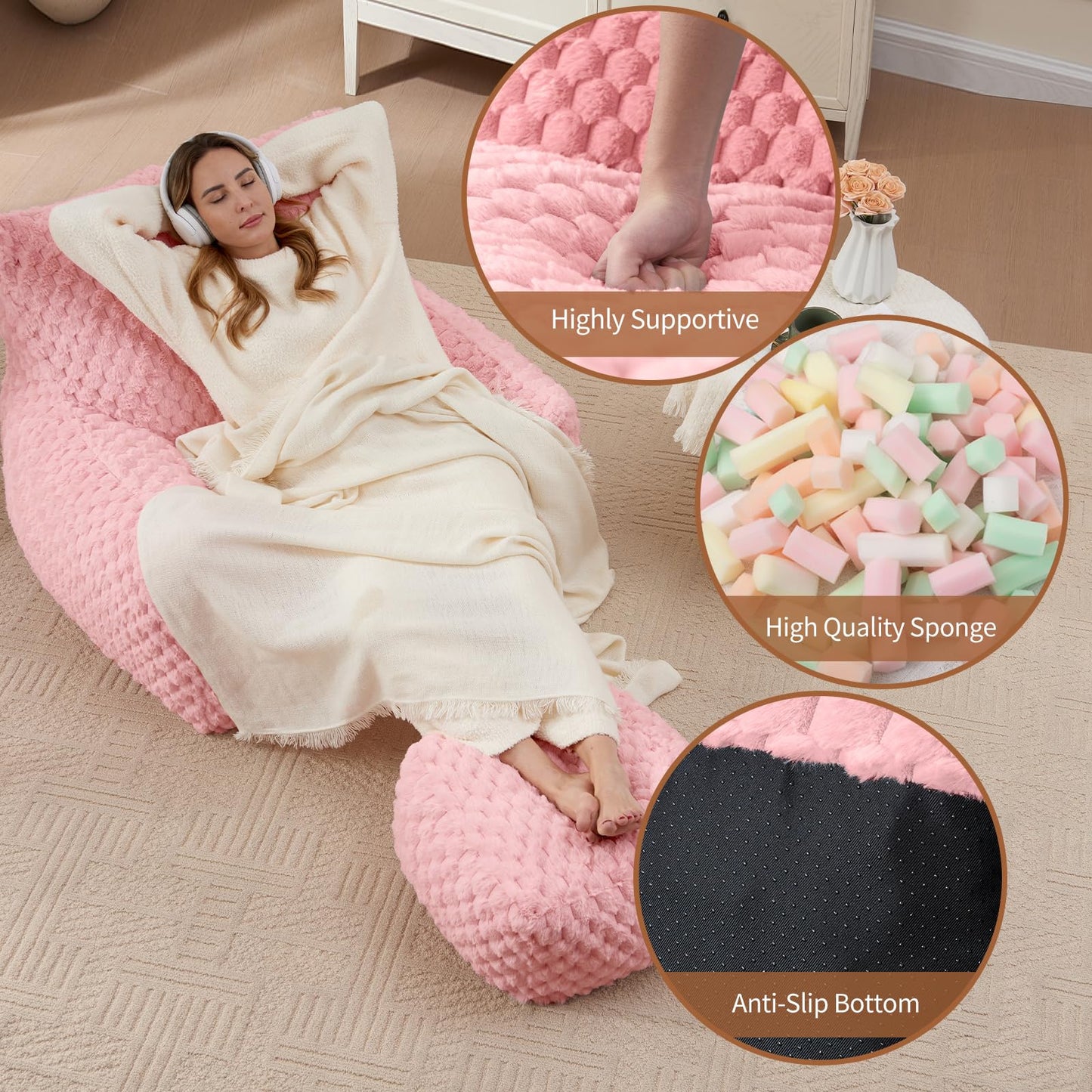 Giant Bean Bag Sofa with Ottoman