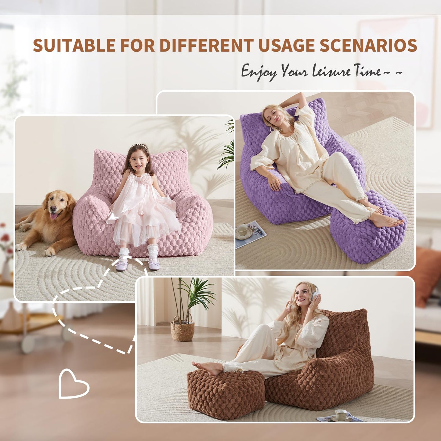 Giant Bean Bag Sofa with Ottoman