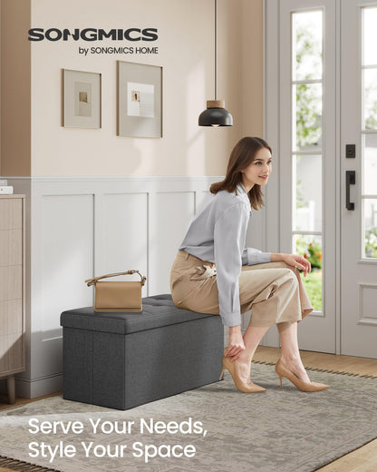 SONGMICS MAZIE 43" Folding Storage Ottoman Bench