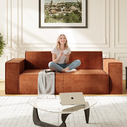 Mjkone 76" 3-Seater Brown Sofa