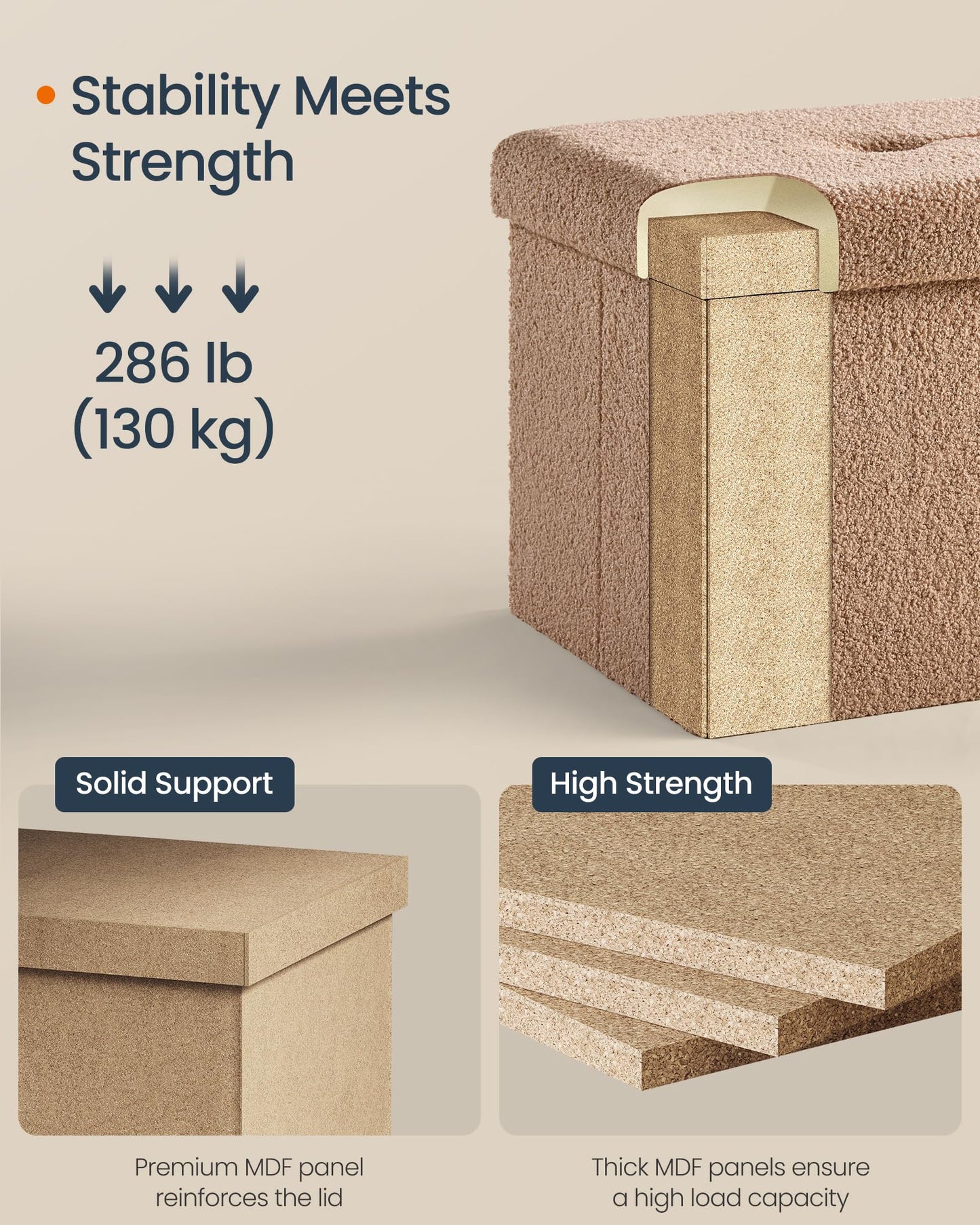 SONGMICS Storage Ottoman Bench, 15"x30"x15"
