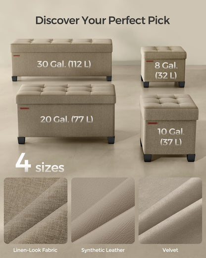 SONGMICS Foldable Storage Ottoman Bench, 15"x43"x15.7"
