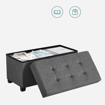 SONGMICS Foldable Storage Ottoman Bench, 15"x43"x15.7"