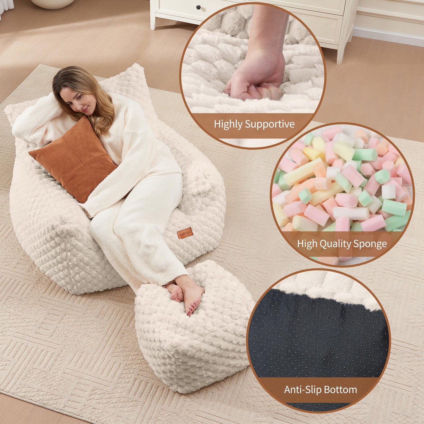 Giant Bean Bag Sofa with Ottoman