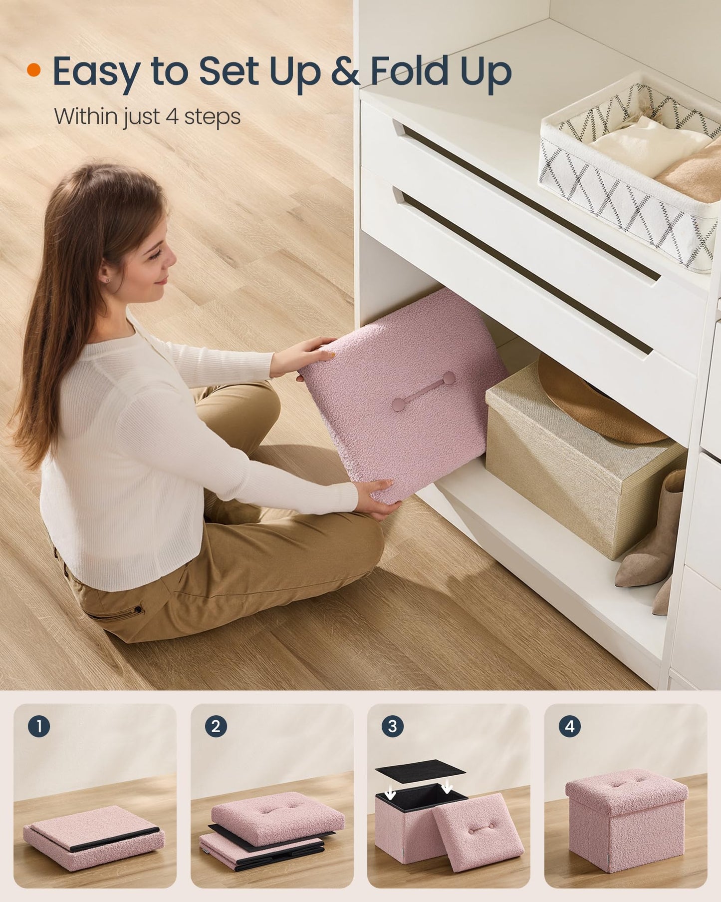SONGMICS Storage Ottoman Bench, 15"x30"x15"