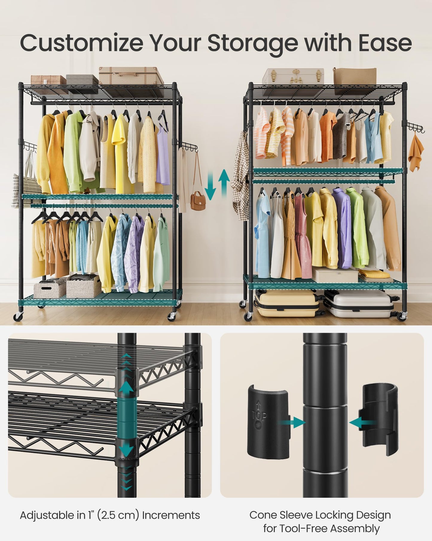 SONGMICS Heavy-Duty Portable Clothes Rack