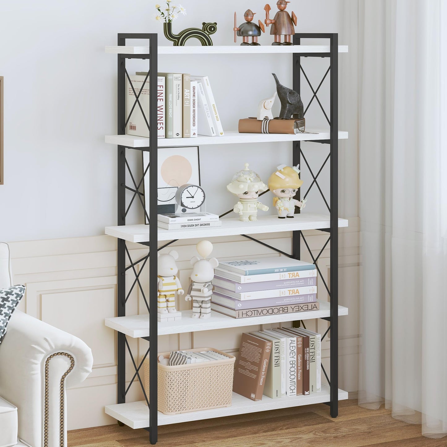 HCHQHS 4-Tier Industrial Bookshelf