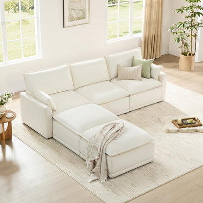 CHITA 6-Seater U Sofa – Cream