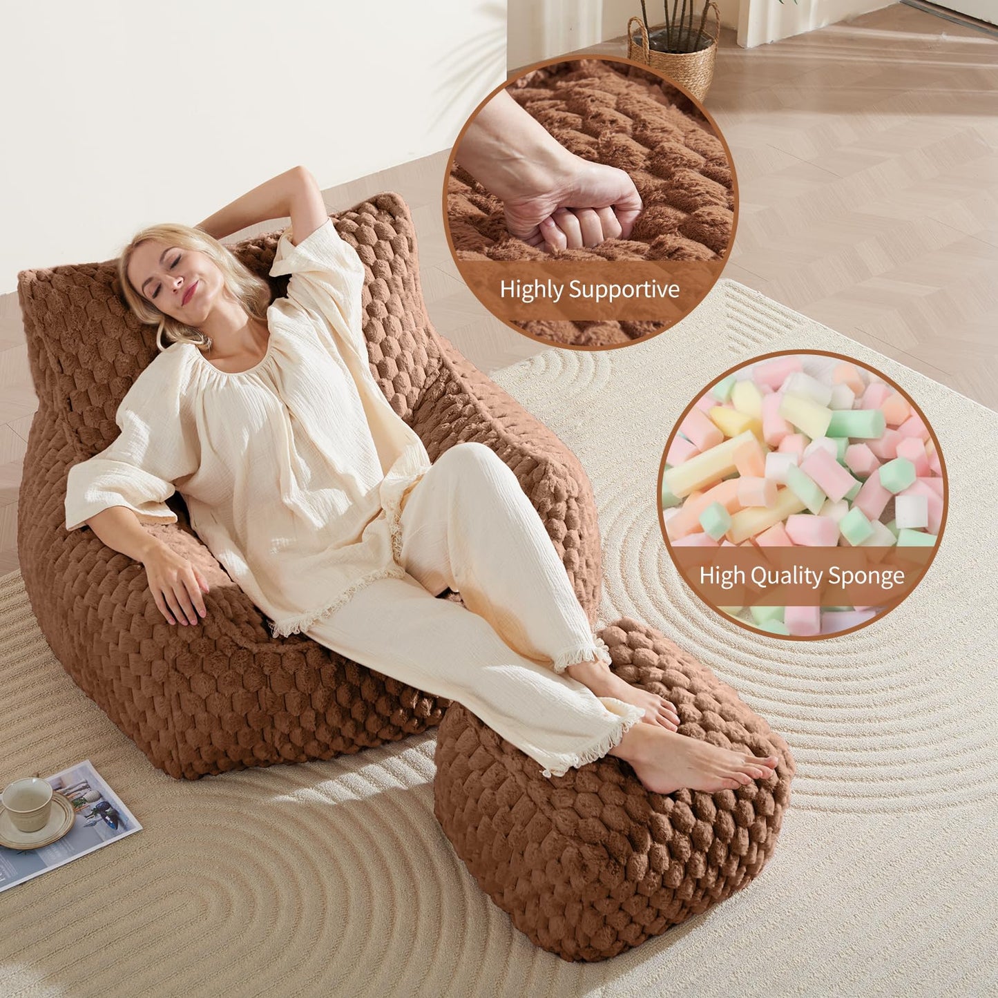 Giant Bean Bag Sofa with Ottoman