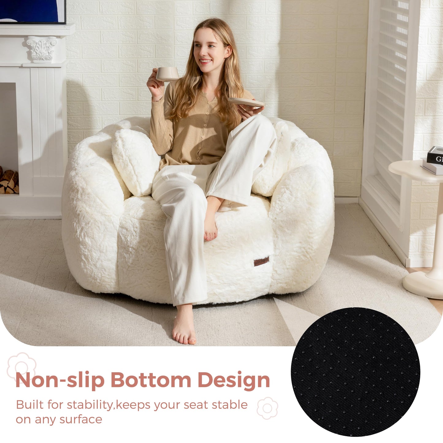 MAXYOYO Floral Bean Bag Chair – Beige