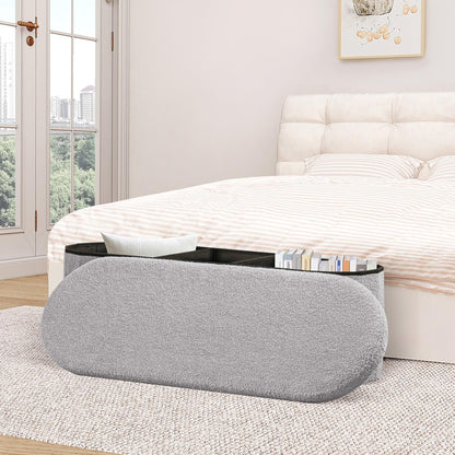 FSOBEIIALEO 43.3" Sherpa Storage Ottoman Bench