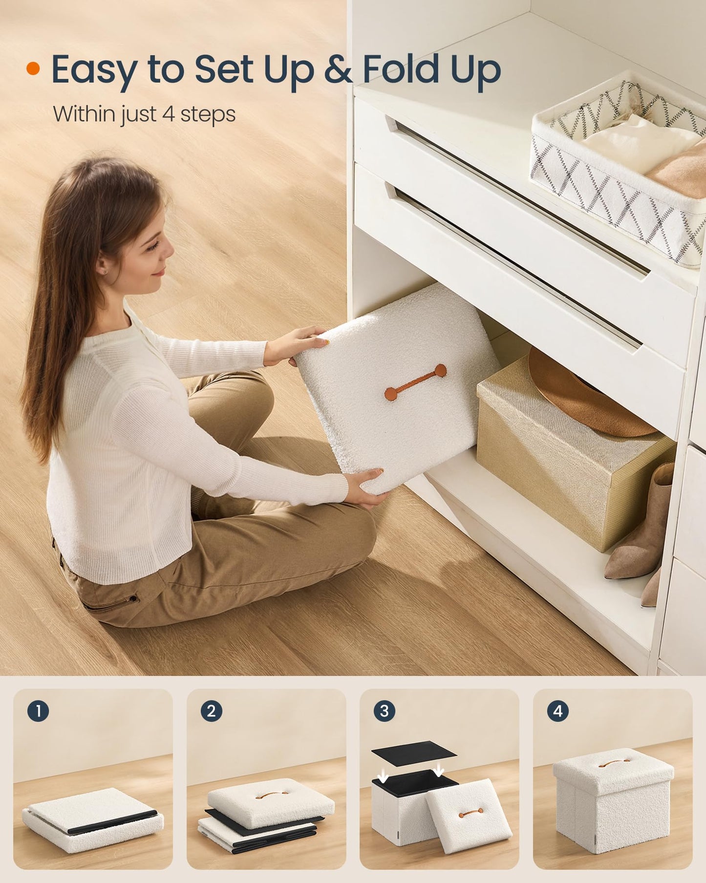 SONGMICS Storage Ottoman Bench, 15"x30"x15"