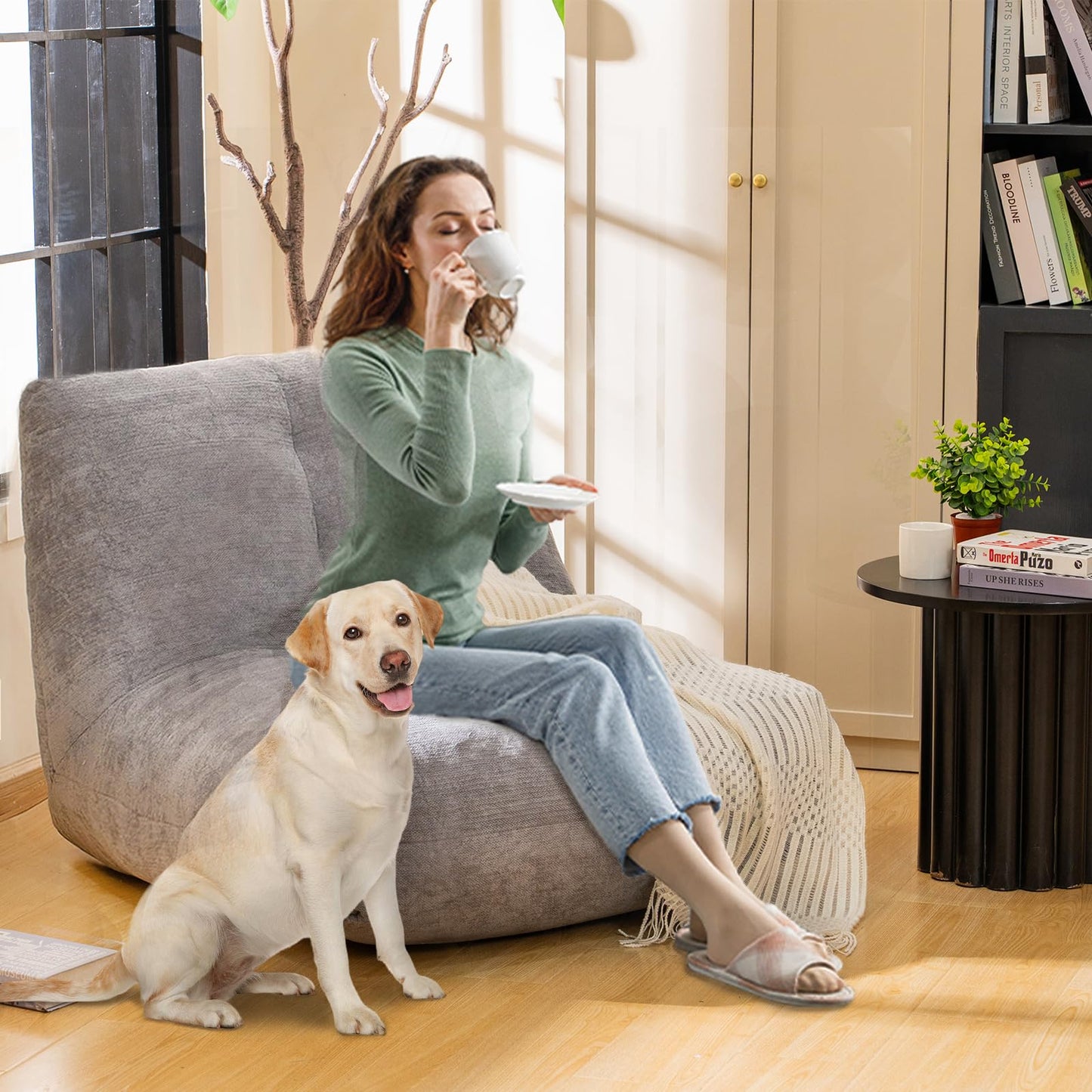 Bean Bag Chair for Adults (Grey)