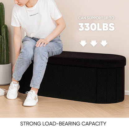 FSOBEIIALEO 43.3" Sherpa Storage Ottoman Bench