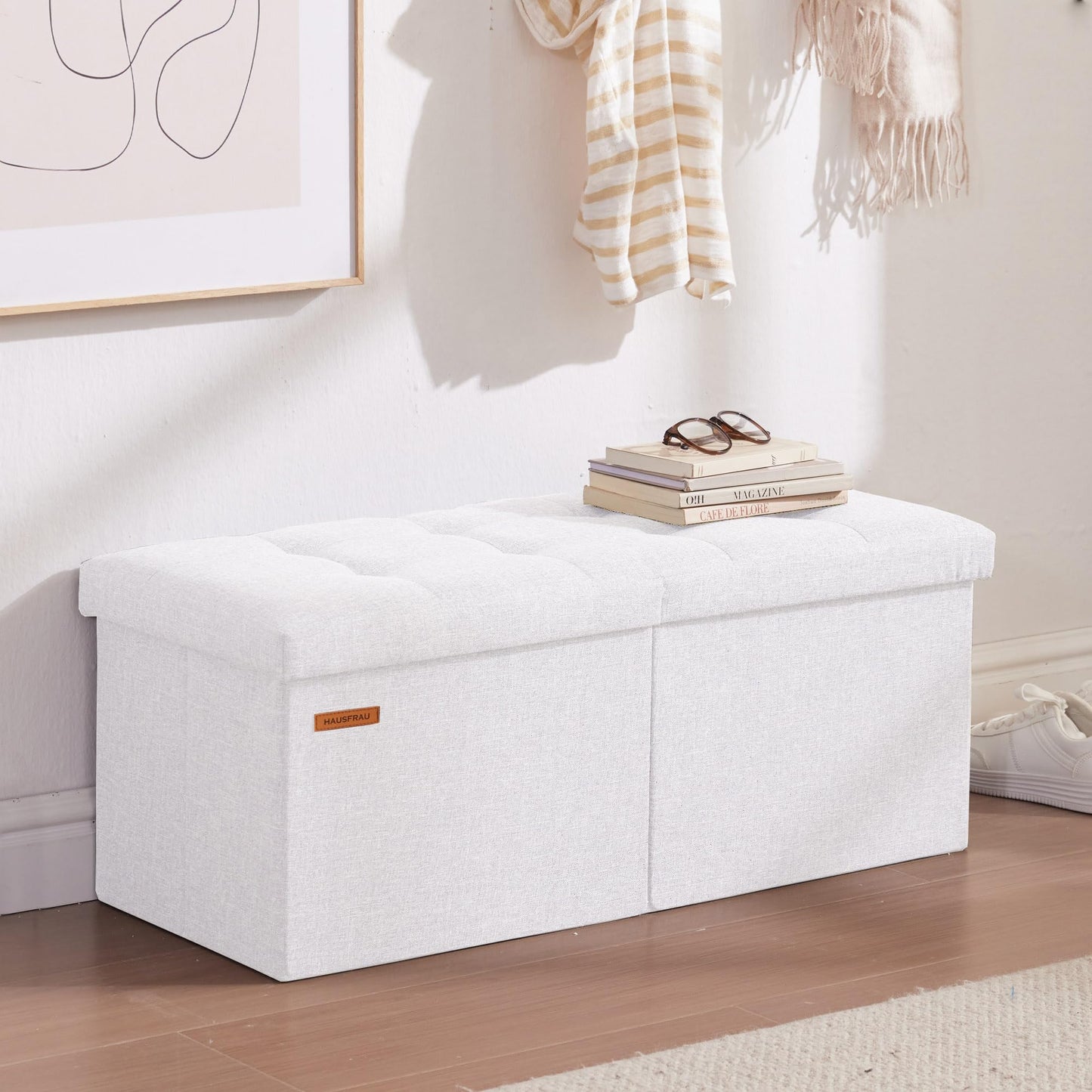 HAUSFRAU 31.5" Storage Ottoman Bench