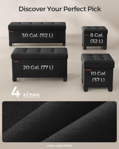 SONGMICS Foldable Storage Ottoman Bench, 15"x43"x15.7"