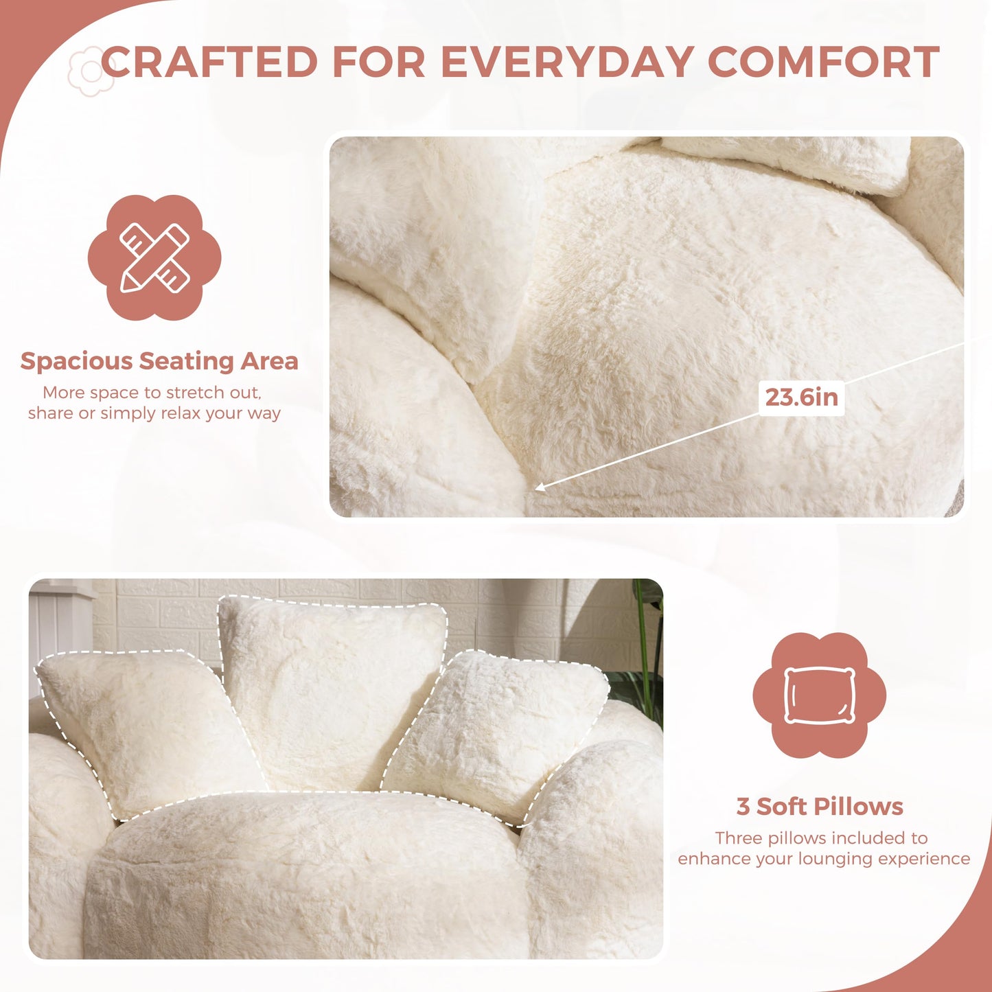 MAXYOYO Floral Bean Bag Chair – Beige