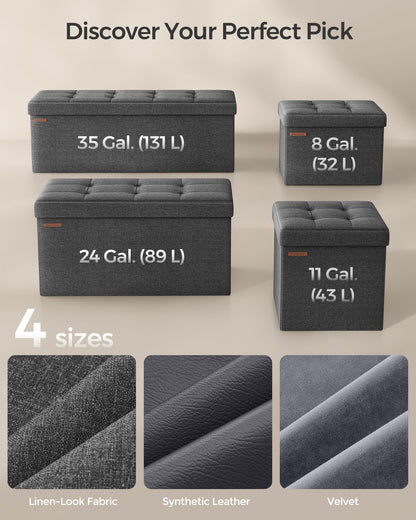 SONGMICS MAZIE 43" Folding Storage Ottoman Bench