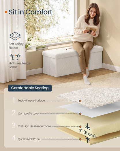 SONGMICS Storage Ottoman Bench, 15"x30"x15"