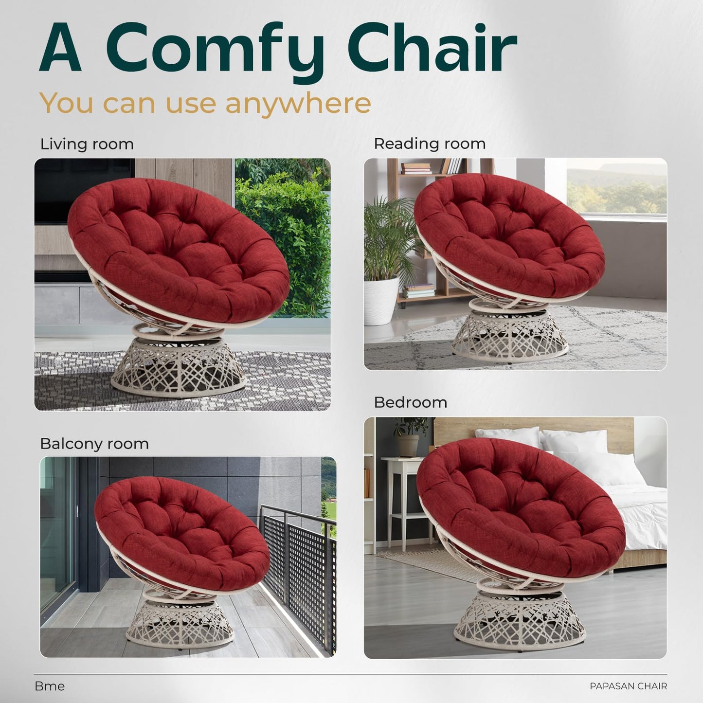 Bme 40" Papasan Swivel Chair