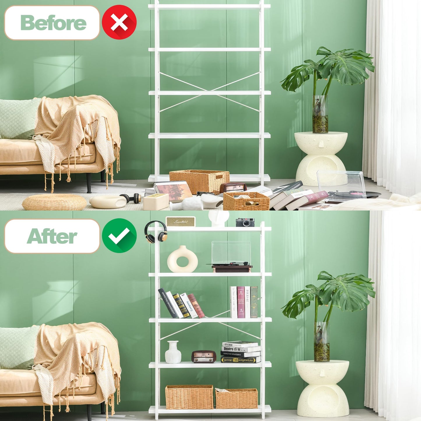 HCHQHS 4-Tier Industrial Bookshelf