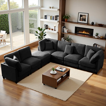 7-Seater Modular Sofa – Black