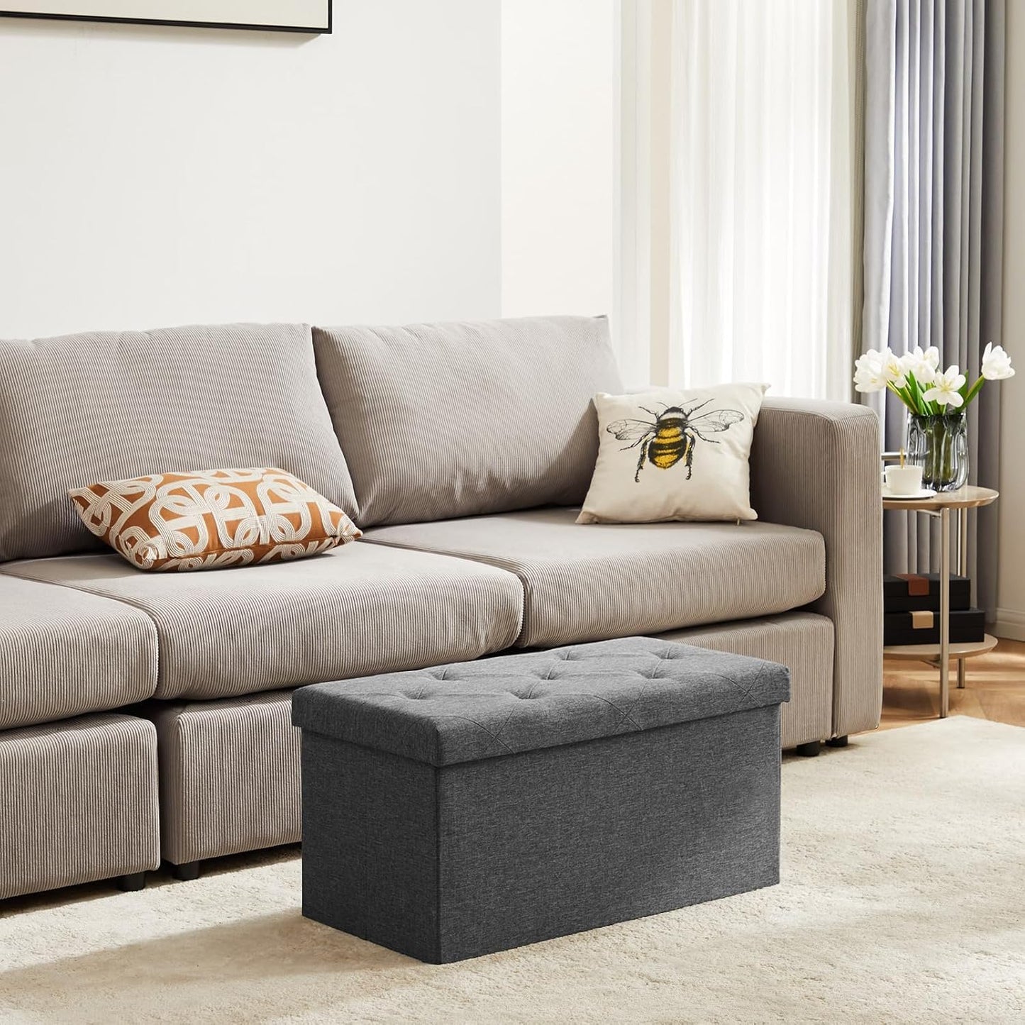 DUMOS 30" Foldable Storage Ottoman Bench