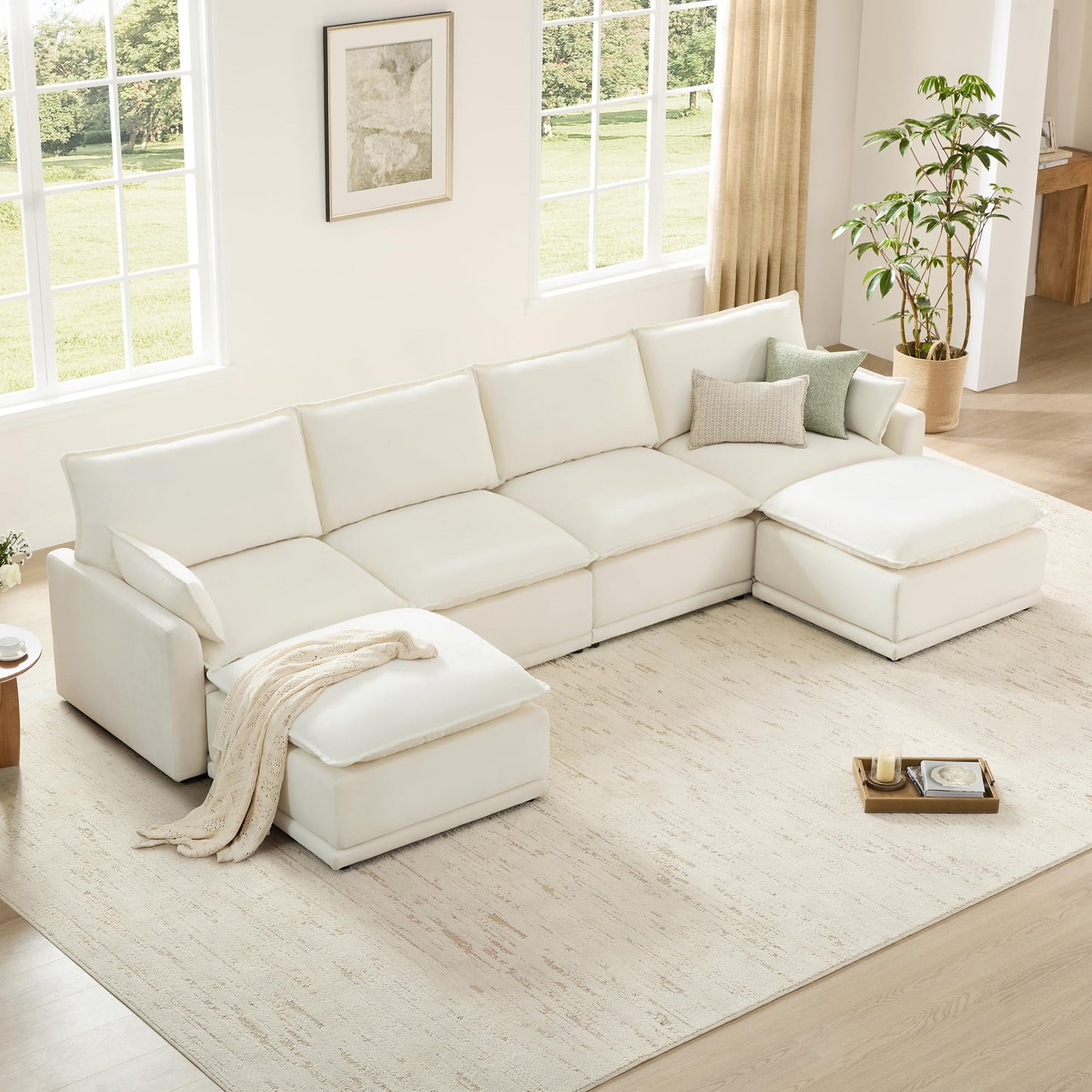 CHITA 6-Seater U Sofa – Cream