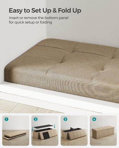 SONGMICS MAZIE 43" Folding Storage Ottoman Bench