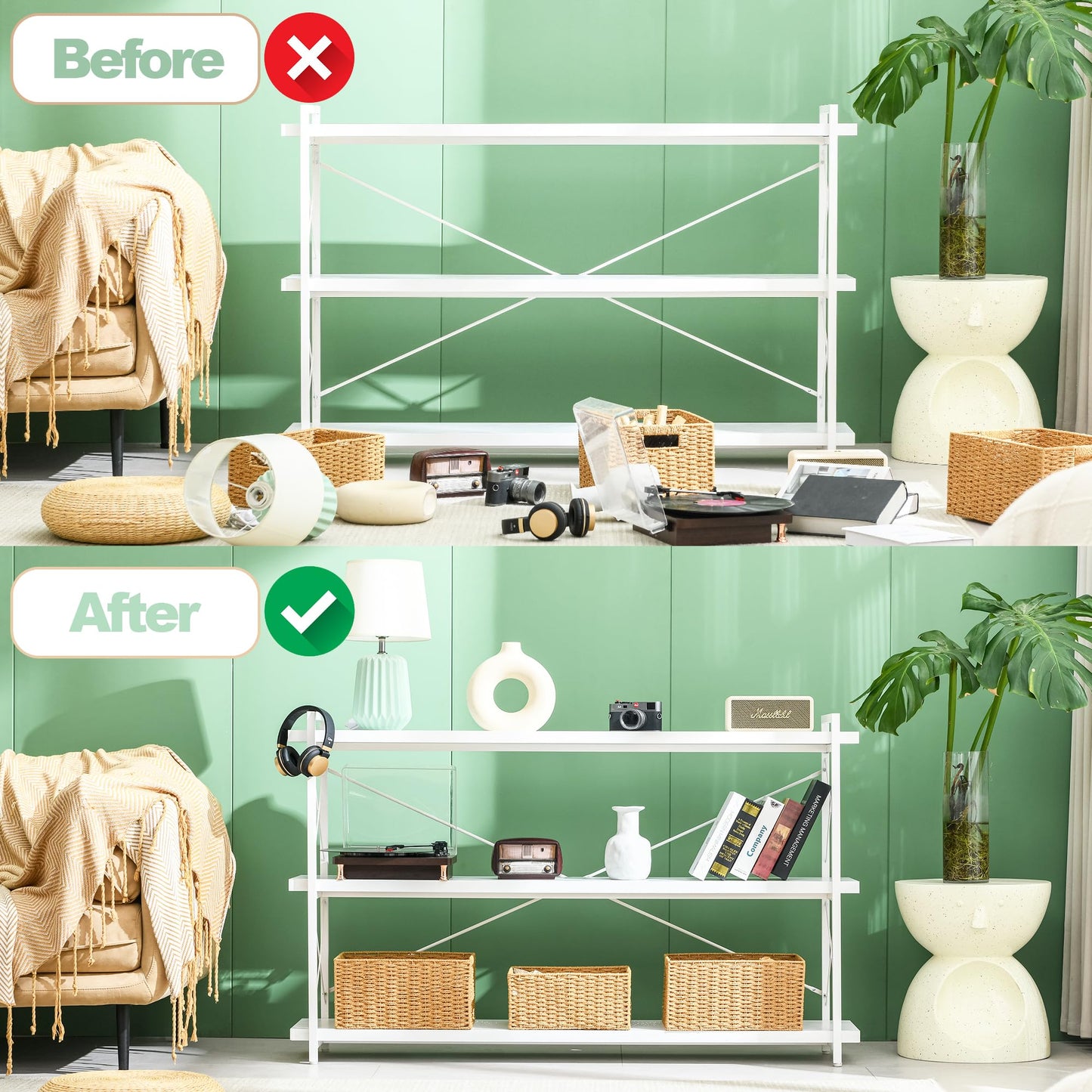 HCHQHS 4-Tier Industrial Bookshelf