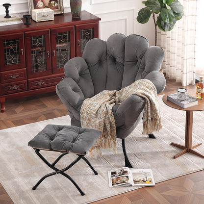 Butterfly Chair with Ottoman – Khaki Velvet