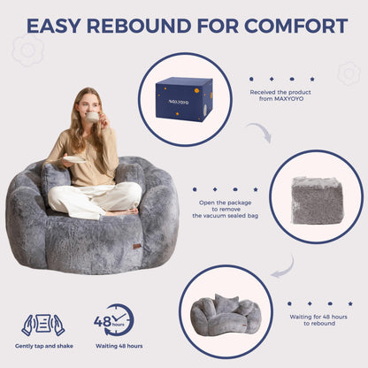 MAXYOYO Floral Bean Bag Chair – Beige