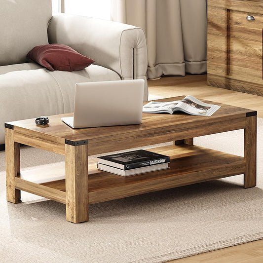 Rustic 47.2" Coffee Table with Storage