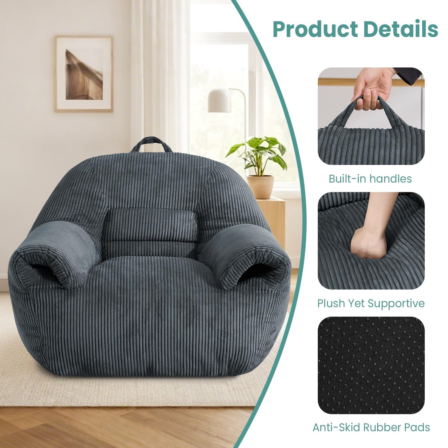 DAICO Bean Bag Chair White