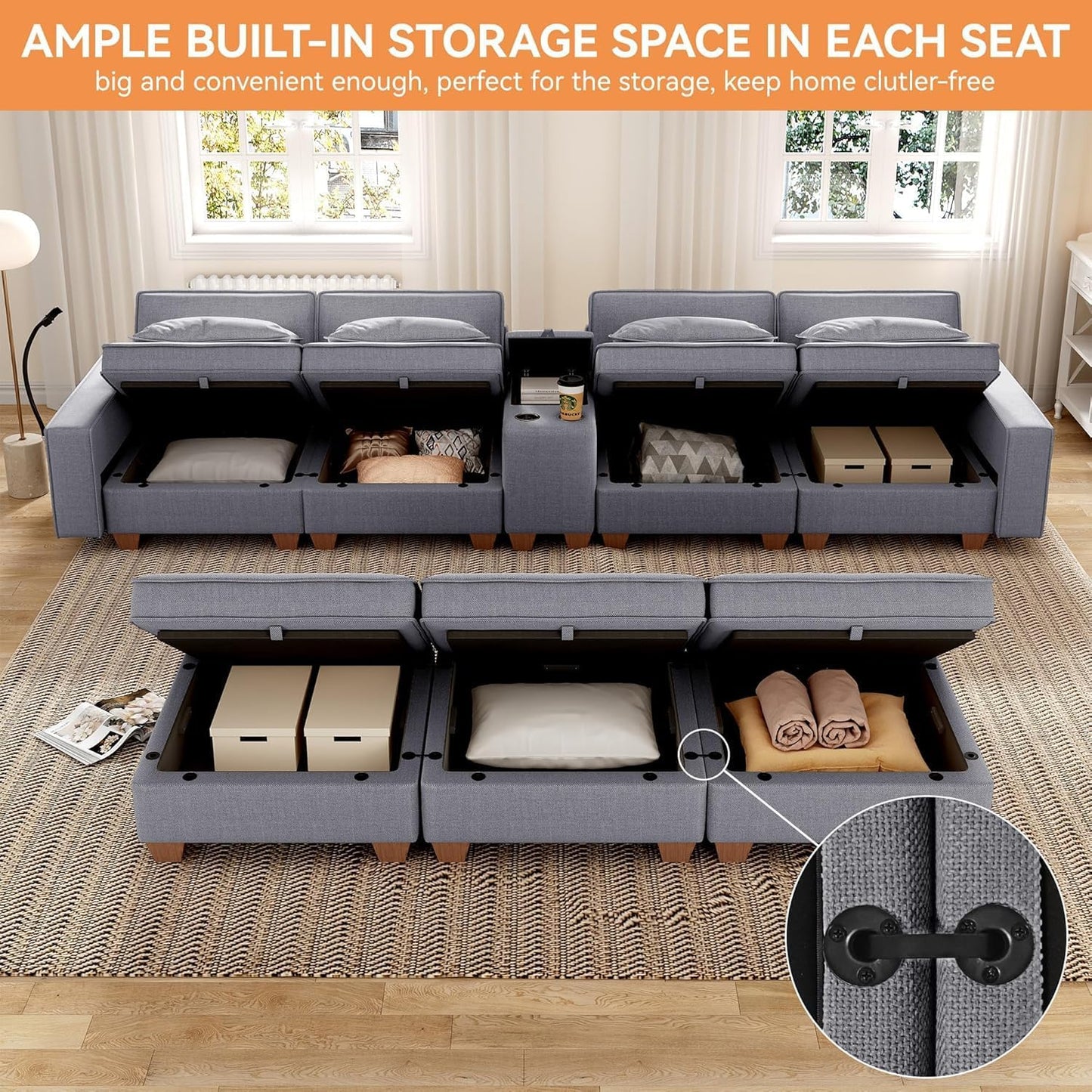 Modular Sofa with Storage – Grey