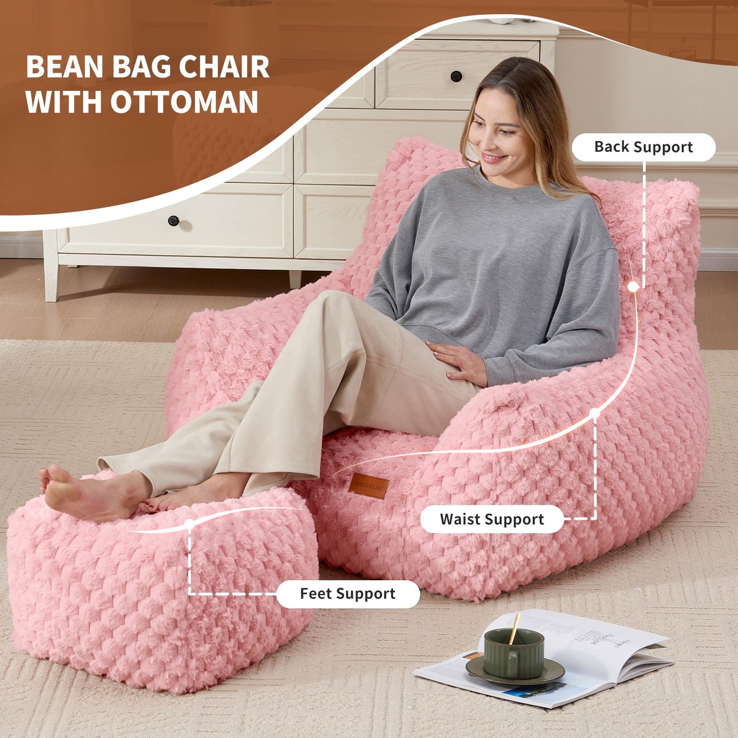 Giant Bean Bag Sofa with Ottoman