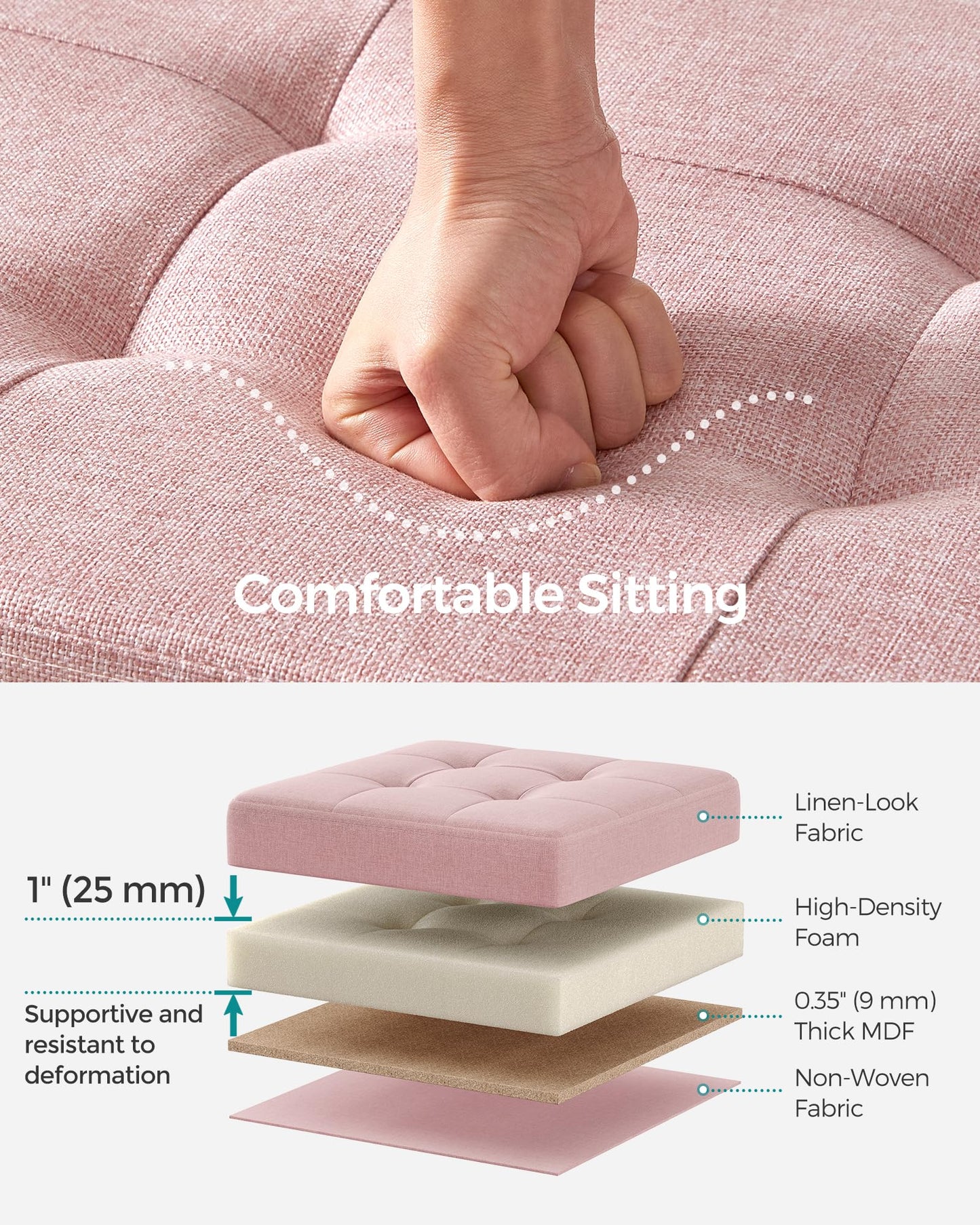 SONGMICS MAZIE 43" Folding Storage Ottoman Bench