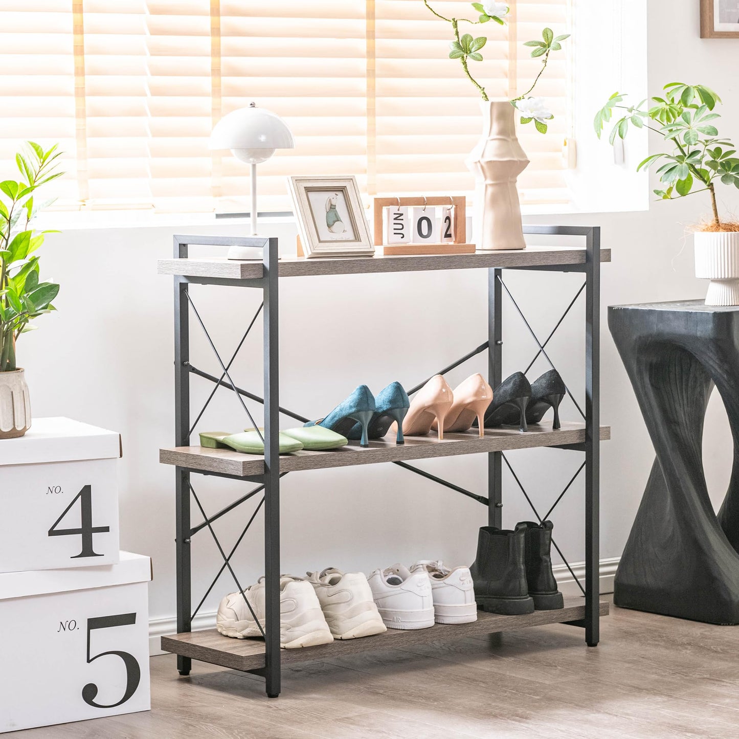 HCHQHS 4-Tier Industrial Bookshelf