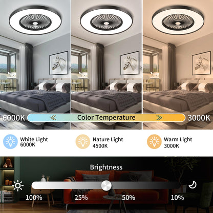 24" Bladeless LED Ceiling Fan – Black