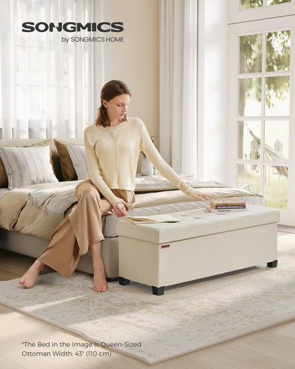 SONGMICS Foldable Storage Ottoman Bench, 15"x43"x15.7"
