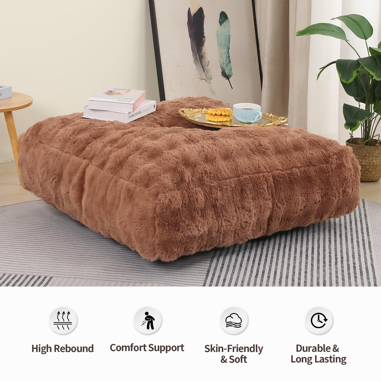 Comfy Floor Sofa Bean Bag Chair – Brown
