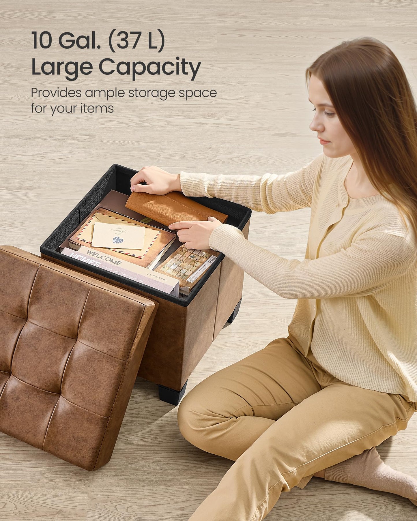 SONGMICS 15"x43"x15.7" Storage Ottoman Bench