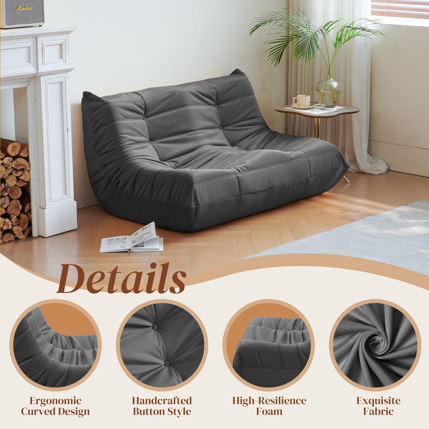 Dark Gray Bean Bag Chair