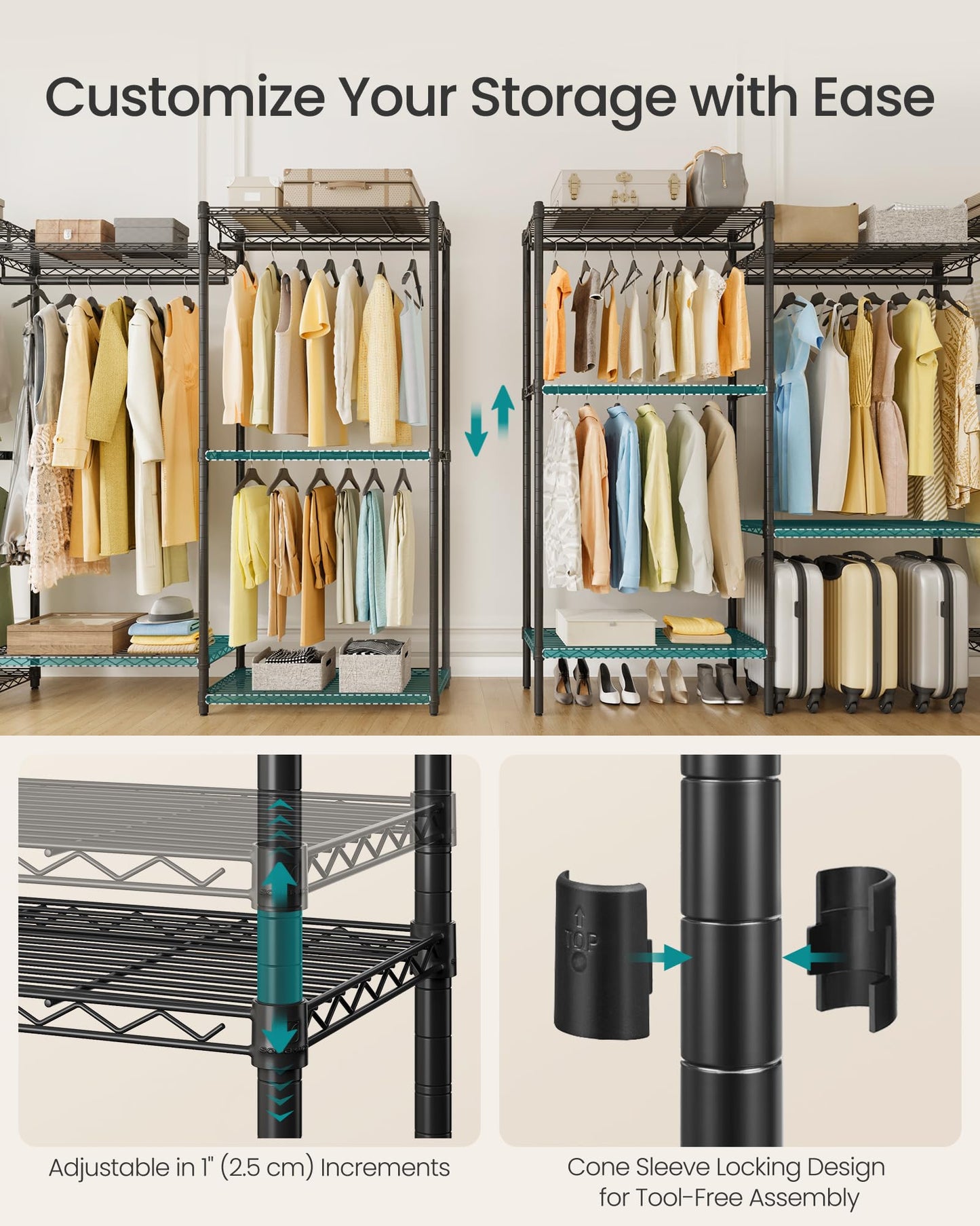 SONGMICS Heavy-Duty Portable Clothes Rack