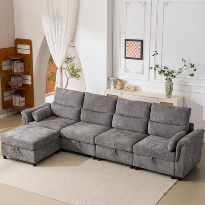 132" U-Shaped Sofa, 6-Seater Beige