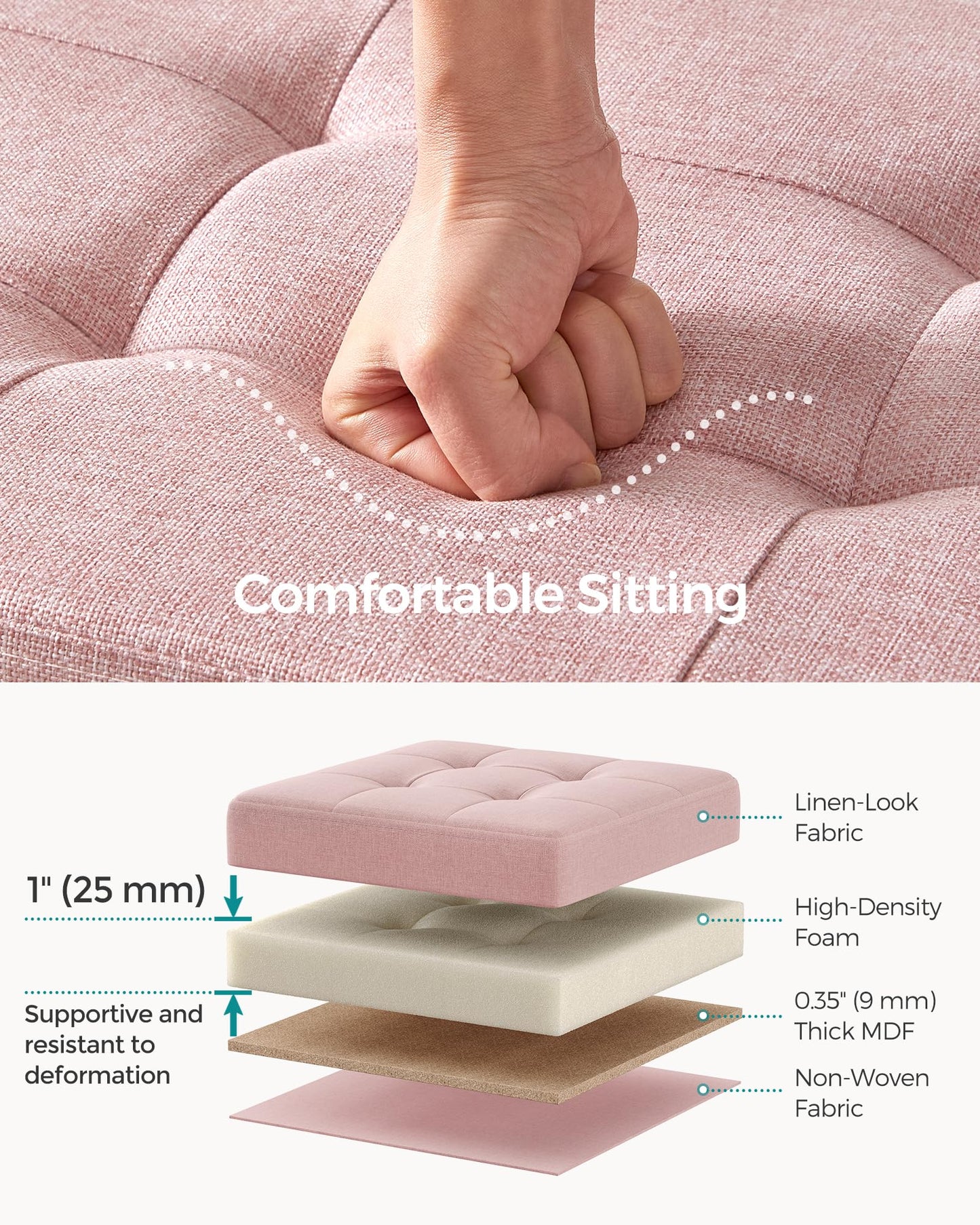 SONGMICS MAZIE 43" Folding Storage Ottoman Bench