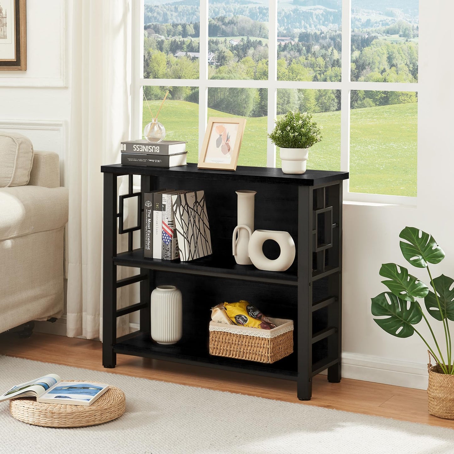 HOMISSUE 3-Tier Rustic Bookshelf