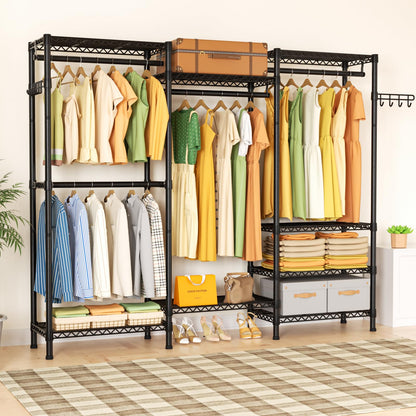 Heavy Duty Large Garment Rack with Shelves & Rods